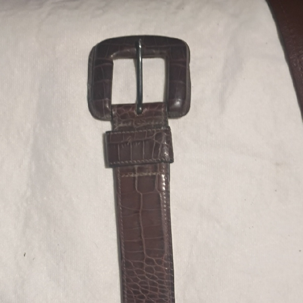 Elegant Dark Brown Crocodile Pattern Belt